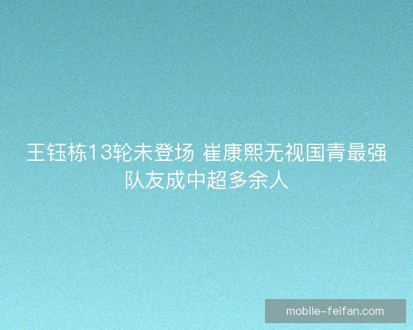 王钰栋13轮未登场 崔康熙无视国青最强队友成中超多余人 王钰栋13轮未登场 崔康熙无视国青最强队友成中超多余人