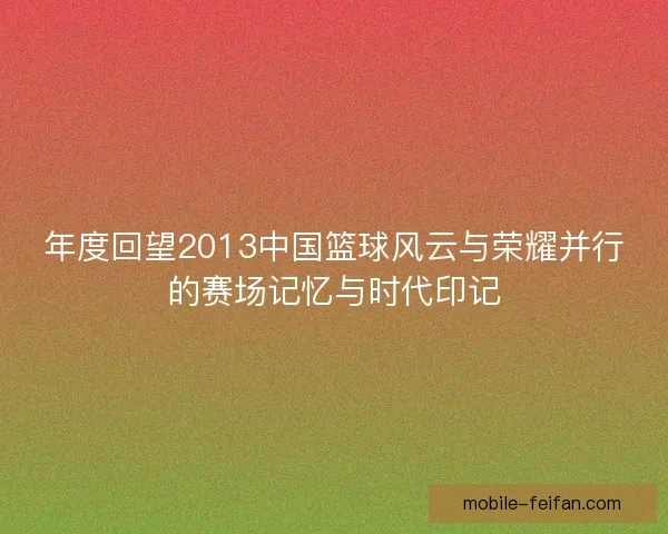 年度回望2013中国篮球风云与荣耀并行的赛场记忆与时代印记