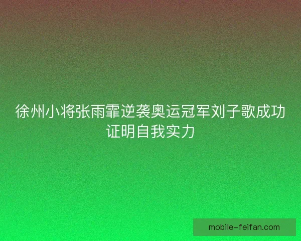 徐州小将张雨霏逆袭奥运冠军刘子歌成功证明自我实力
