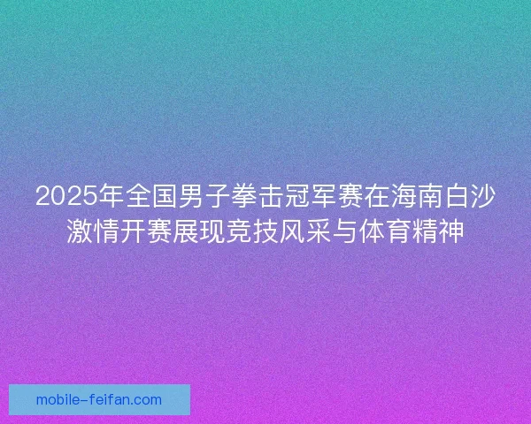 2025年全国男子拳击冠军赛在海南白沙激情开赛展现竞技风采与体育精神